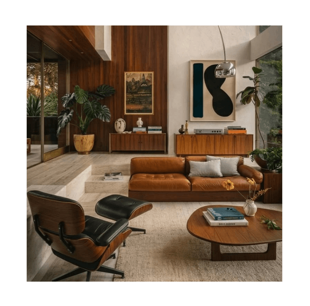 living room mid century modern