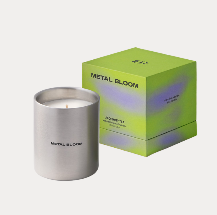 Metal bloom geurkaars met verpakking