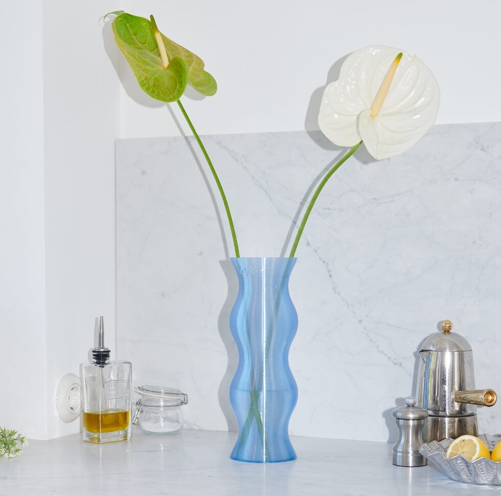 ninetyoneninetytwo vaas transparant blauw